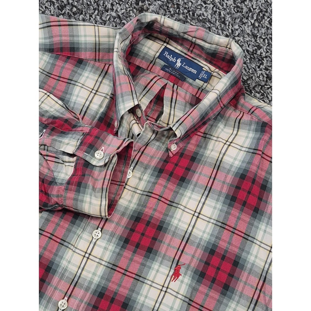 Ralph Lauren Blake Long‎ Sleeve Button Down Shirt Men's XL Red Green Plaid